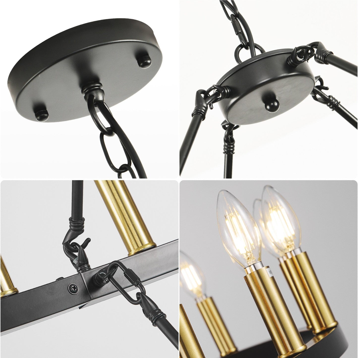 Luminaire moderne de style farmhouse, lustre à 2 niveaux en forme de roue de charrette, grand luminaire pour plafond haut.