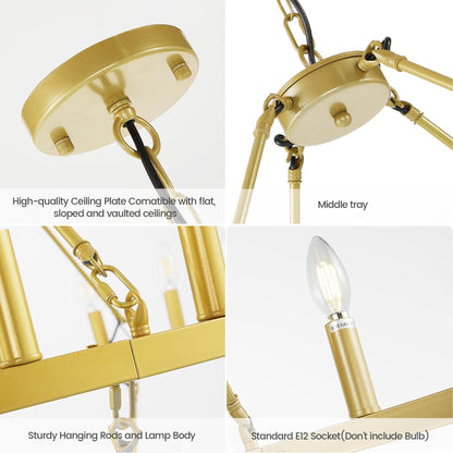 Luminaire moderne de style farmhouse, lustre à 2 niveaux en forme de roue de charrette, grand luminaire pour plafond haut.