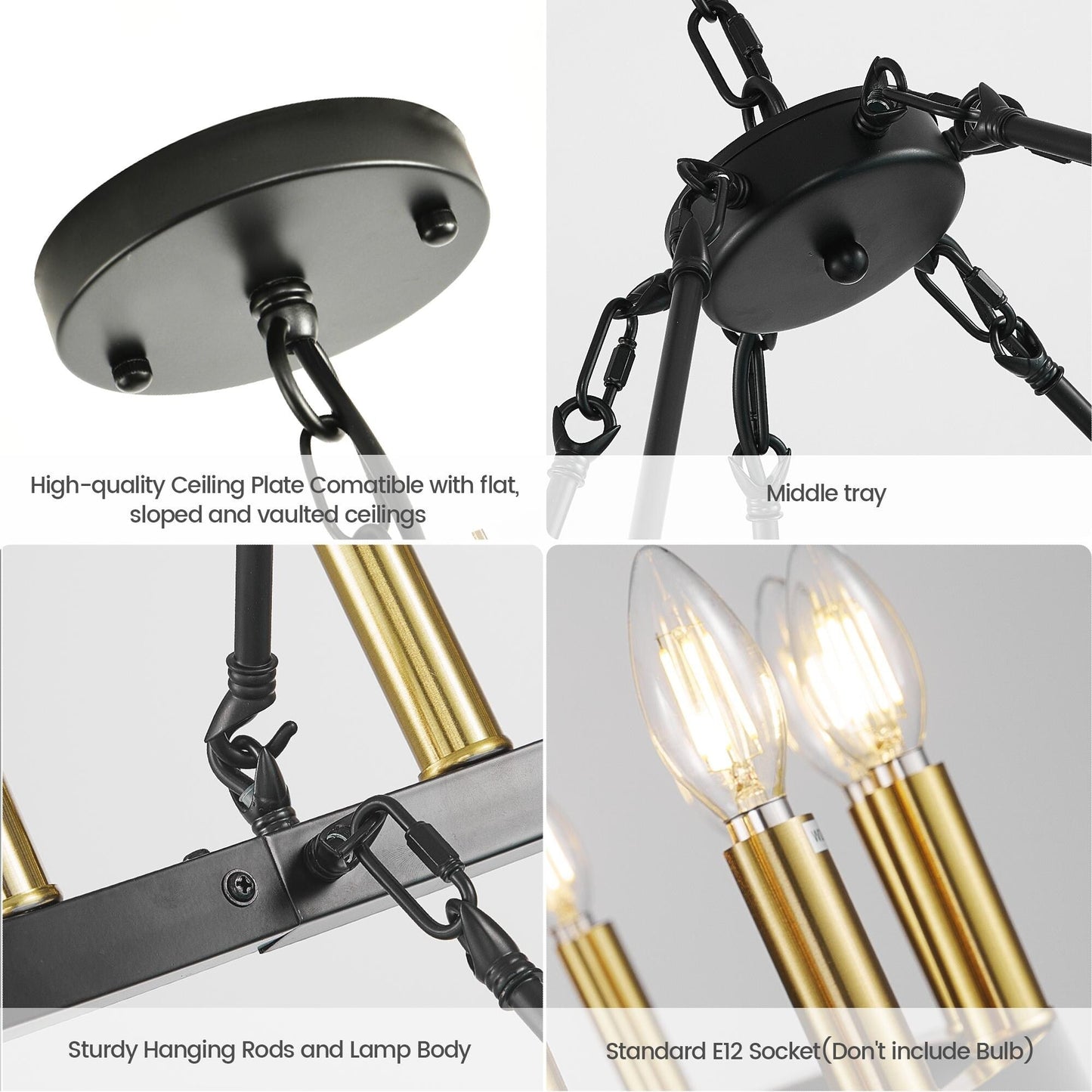 Luminaire moderne de style farmhouse, lustre à 2 niveaux en forme de roue de charrette, grand luminaire pour plafond haut.