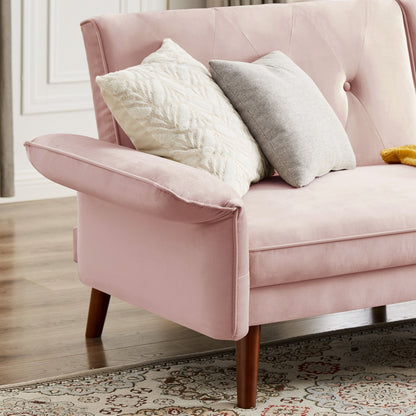 Modern Futon Sofa Bed, Convertible Sleeper Sofa with Tapered Wood Legs, 78.35 W, Small Split Back Sofa for Living Room