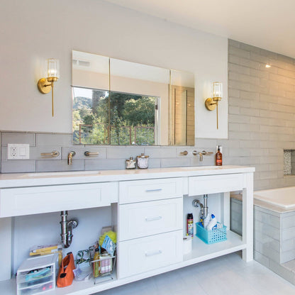 Applique murale moderne dorée à intensité variable, style glamour, cylindrique, pour salle de bain, avec cristaux, pour miroir de salle de bain.