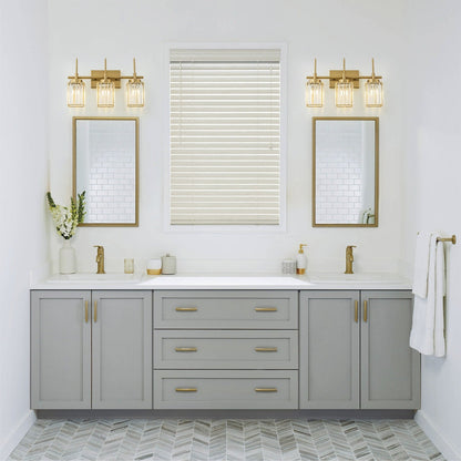 Applique murale moderne dorée à intensité variable, style glamour, cylindrique, pour salle de bain, avec cristaux, pour miroir de salle de bain.