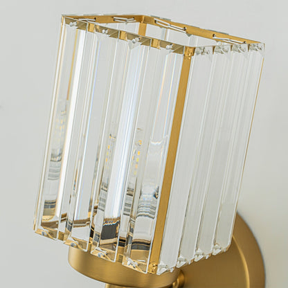 Applique murale moderne dorée à intensité variable, style glamour, cylindrique, pour salle de bain, avec cristaux, pour miroir de salle de bain.