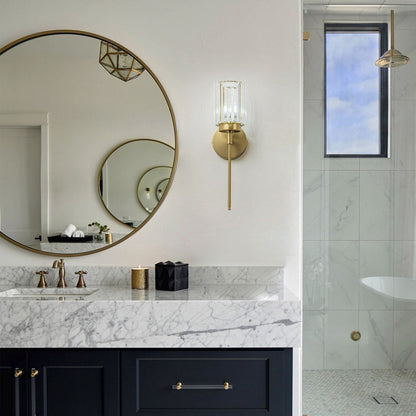 Applique murale moderne dorée à intensité variable, style glamour, cylindrique, pour salle de bain, avec cristaux, pour miroir de salle de bain.