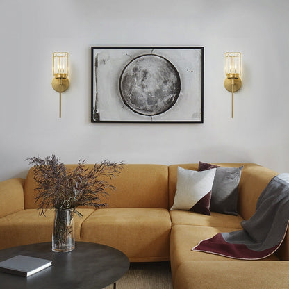 Applique murale moderne dorée à intensité variable, style glamour, cylindrique, pour salle de bain, avec cristaux, pour miroir de salle de bain.