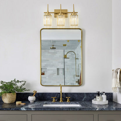 Applique murale moderne dorée à intensité variable, style glamour, cylindrique, pour salle de bain, avec cristaux, pour miroir de salle de bain.