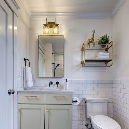 Applique murale moderne dorée à intensité variable, style glamour, cylindrique, pour salle de bain, avec cristaux, pour miroir de salle de bain.