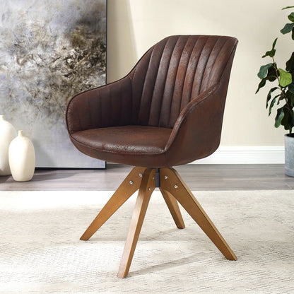 Fauteuil pivotant à accoudoirs pour bureau moderne Art Leon avec pieds en bois