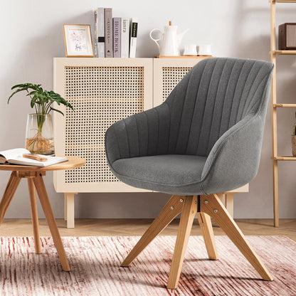 Fauteuil pivotant à accoudoirs pour bureau moderne Art Leon avec pieds en bois