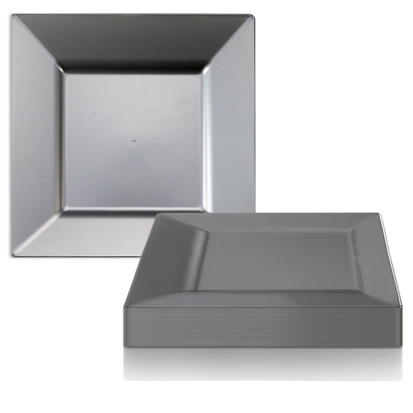 Modern Solid Square Disposable Plastic Plate Packs - Party Supplies