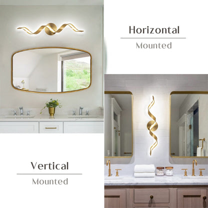 Modern Spiral Design LED Bathroom Vanity Light Dimmable Wall Light
