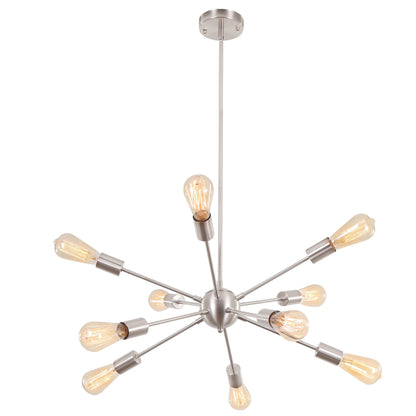 Modern Sputnik Chandelier 10-Light Adjustable Ceiling Light Fixture for Kitchen Dining Room Living Room Bedroom - N/A