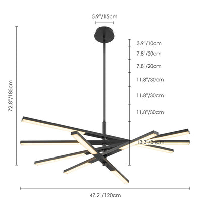 Modern Tiered Linear Sputnik Chandelier Warm Light 3000K Integrated LED Chandelier