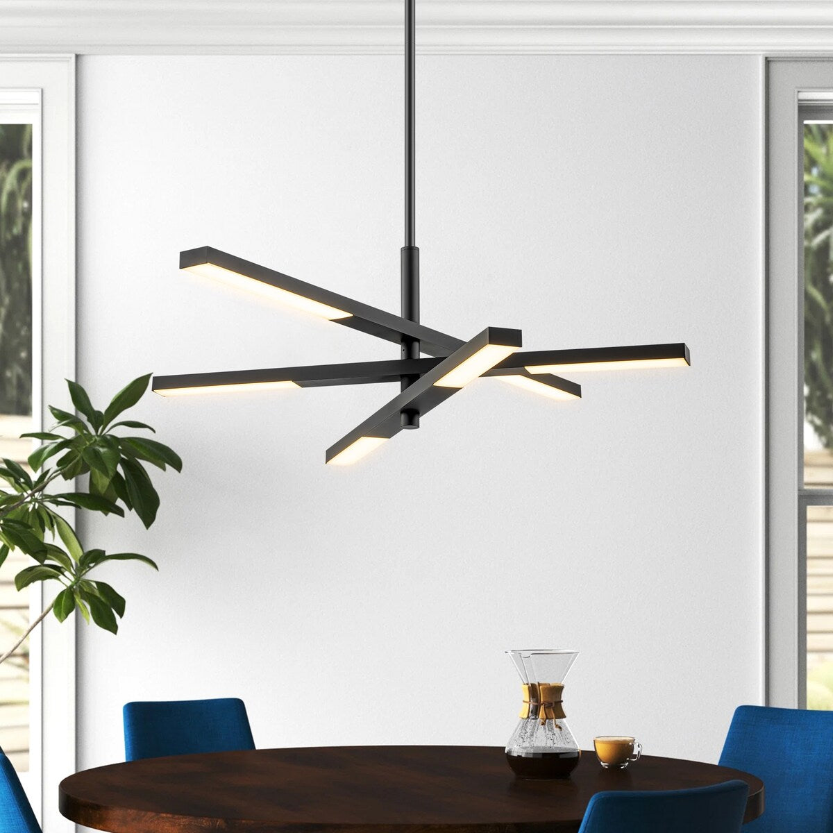 Modern Tiered Linear Sputnik Chandelier Warm Light 3000K Integrated LED Chandelier