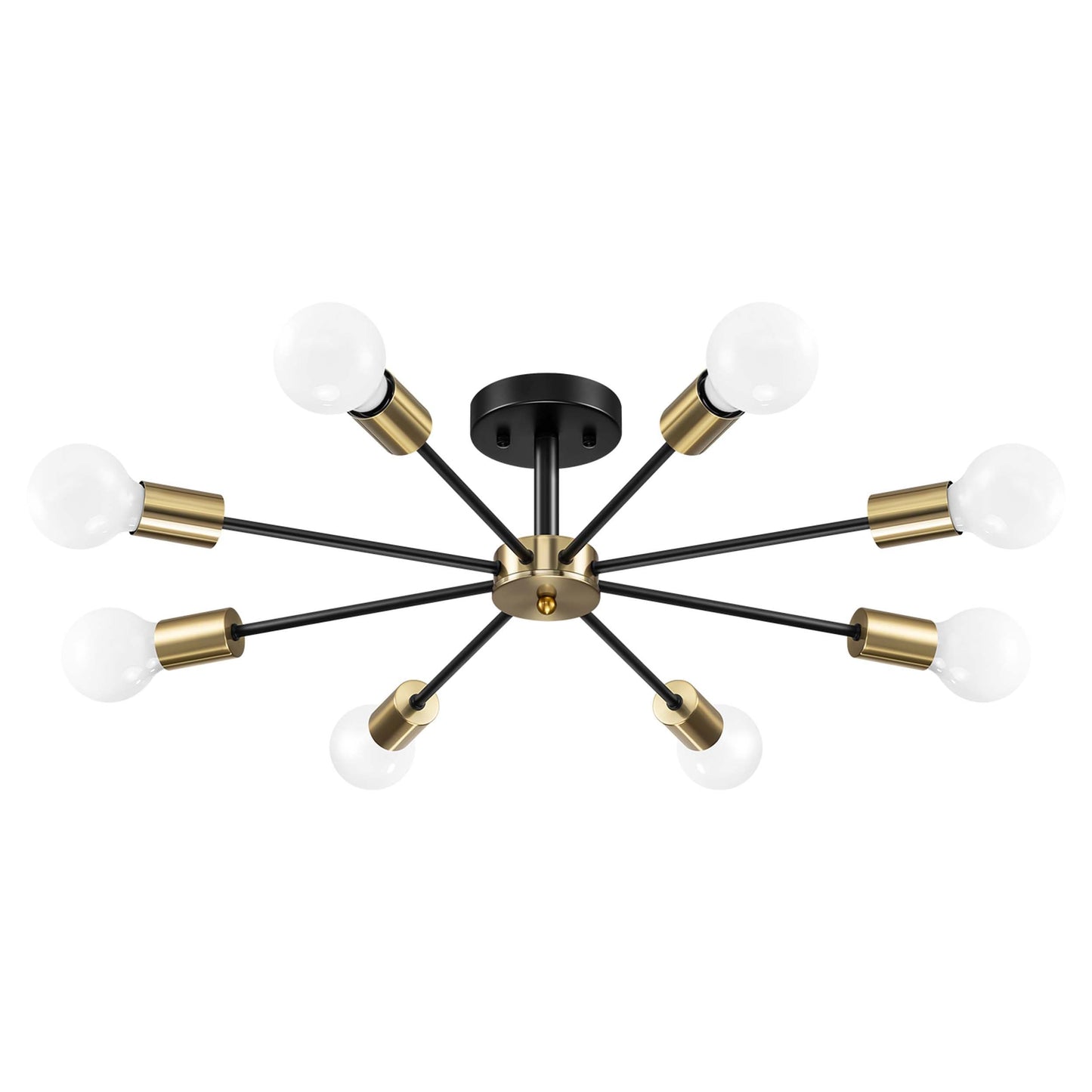 Black/ Gold Sputnik Semi Flush Mount Lamp Close to Ceiling Light Fixture for Living Room/ Kitchen/ Office/ Bedroom/ Foyer