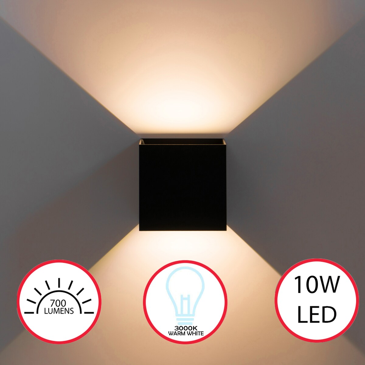 Modern Wall Sconce LED Waterproof Wall Lamp Aluminum with Adjustable Beam 10-Watt 4000K Cool White Indoor Outdoor