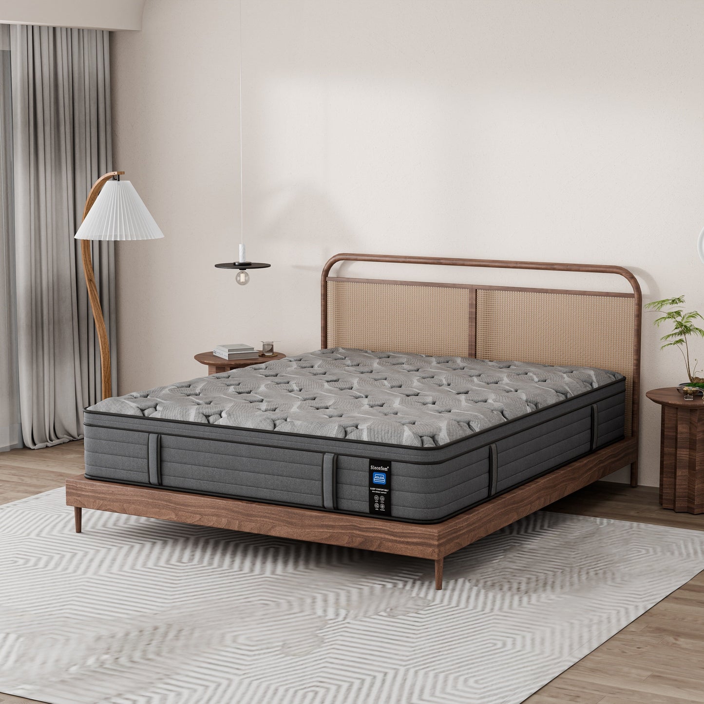 Modland Matelas hybride à ressorts ensachés de 35,5 cm (14 pouces) à revêtement européen de densité moyenne, livré dans une boîte