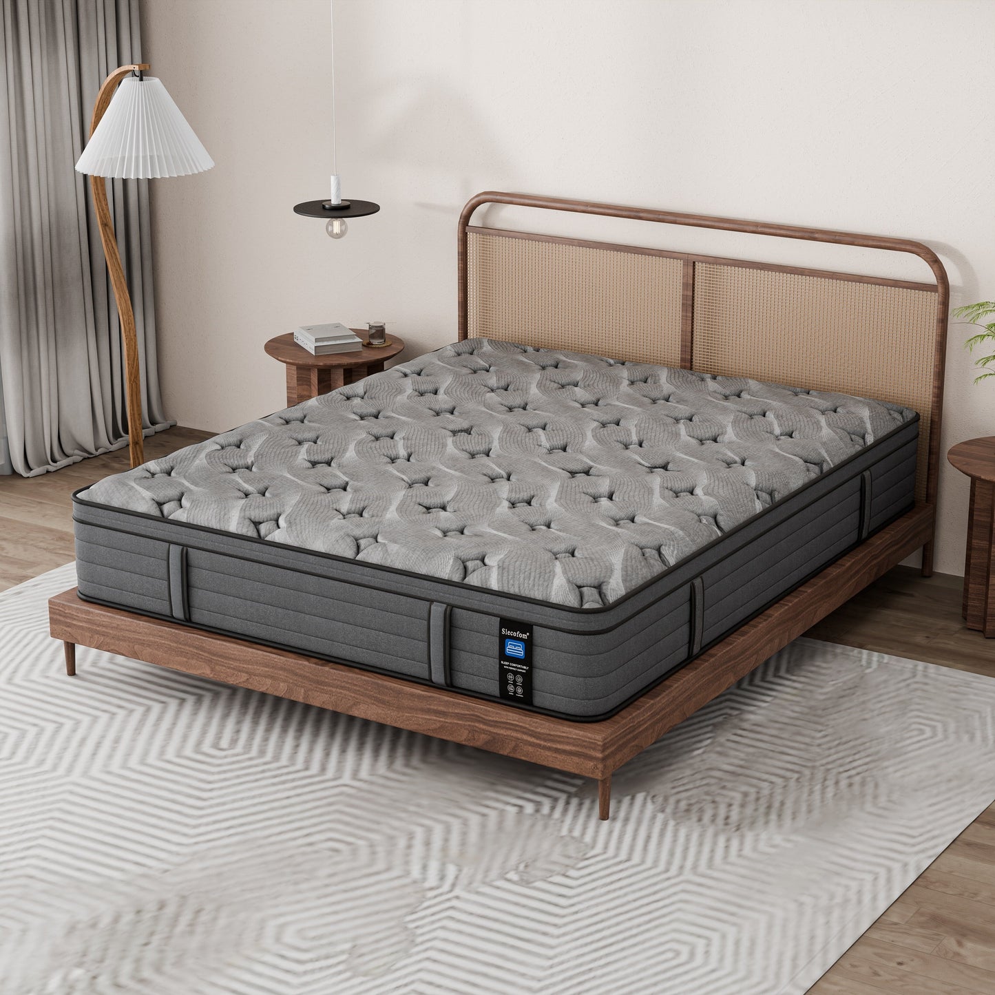 Modland Matelas hybride à ressorts ensachés de 35,5 cm (14 pouces) à revêtement européen de densité moyenne, livré dans une boîte