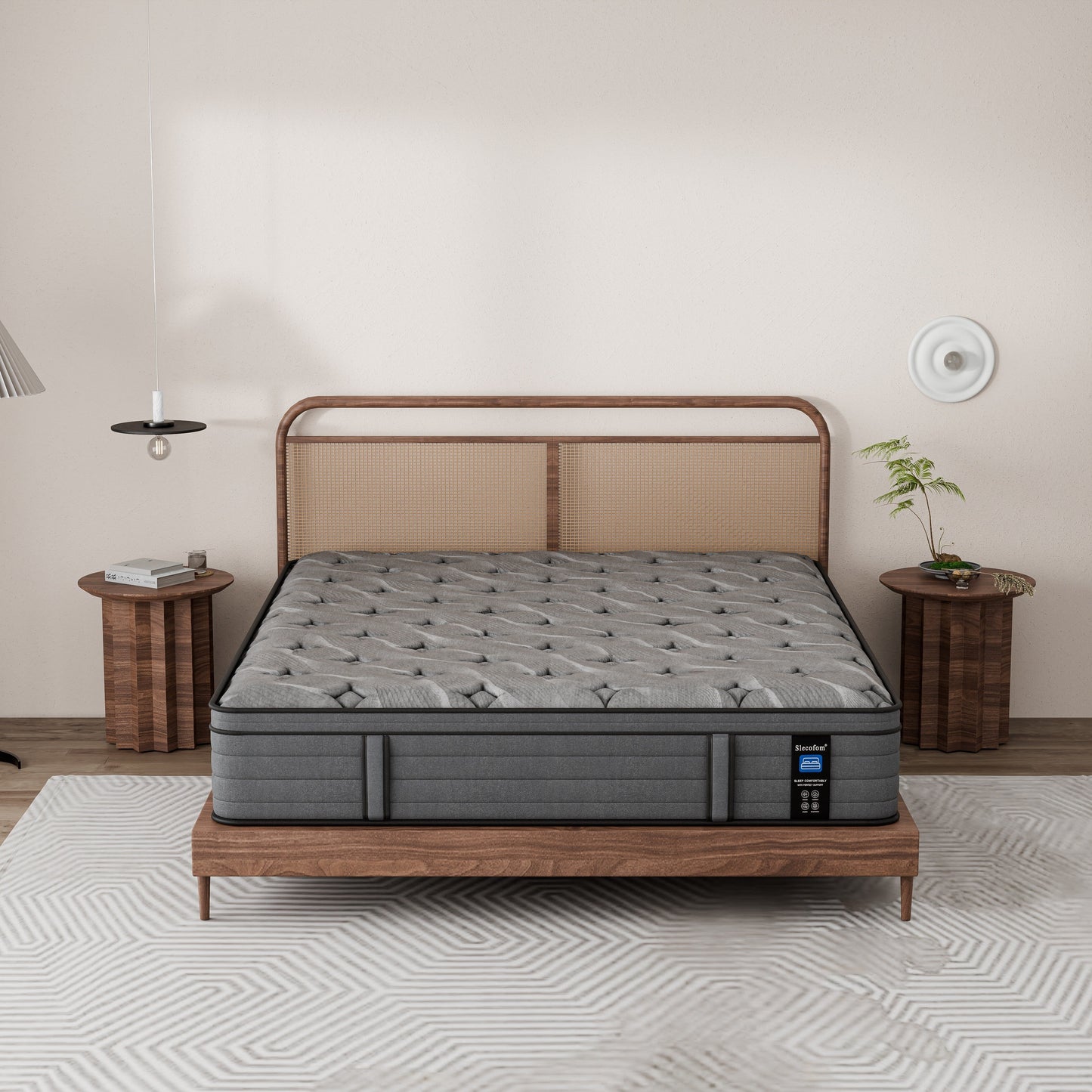 Modland Matelas hybride à ressorts ensachés de 35,5 cm (14 pouces) à revêtement européen de densité moyenne, livré dans une boîte