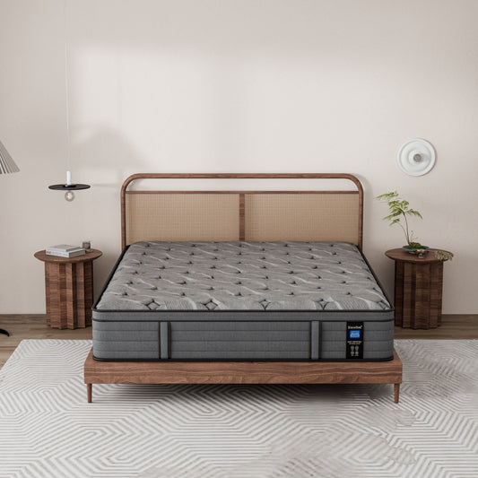 Modland Matelas hybride à ressorts ensachés de 35,5 cm (14 pouces) à revêtement européen de densité moyenne, livré dans une boîte