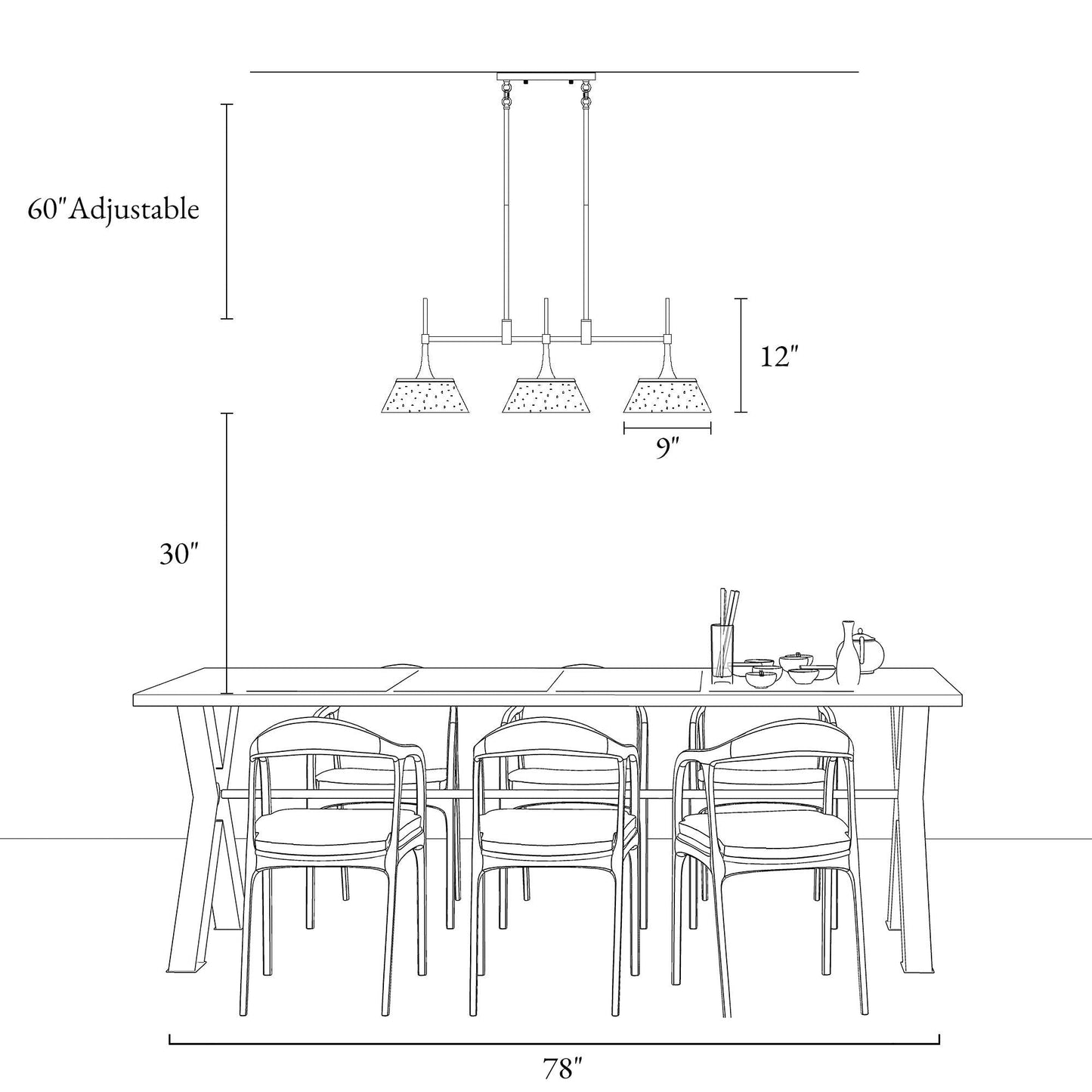 Luminaire suspendu linéaire à 3 lumières en verre perlé, style moderne, couleur or, pour salle à manger.