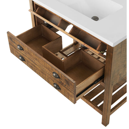 Meuble-lavabo de salle de bain simple Monterey 37, style farmhouse, avec plan de travail.