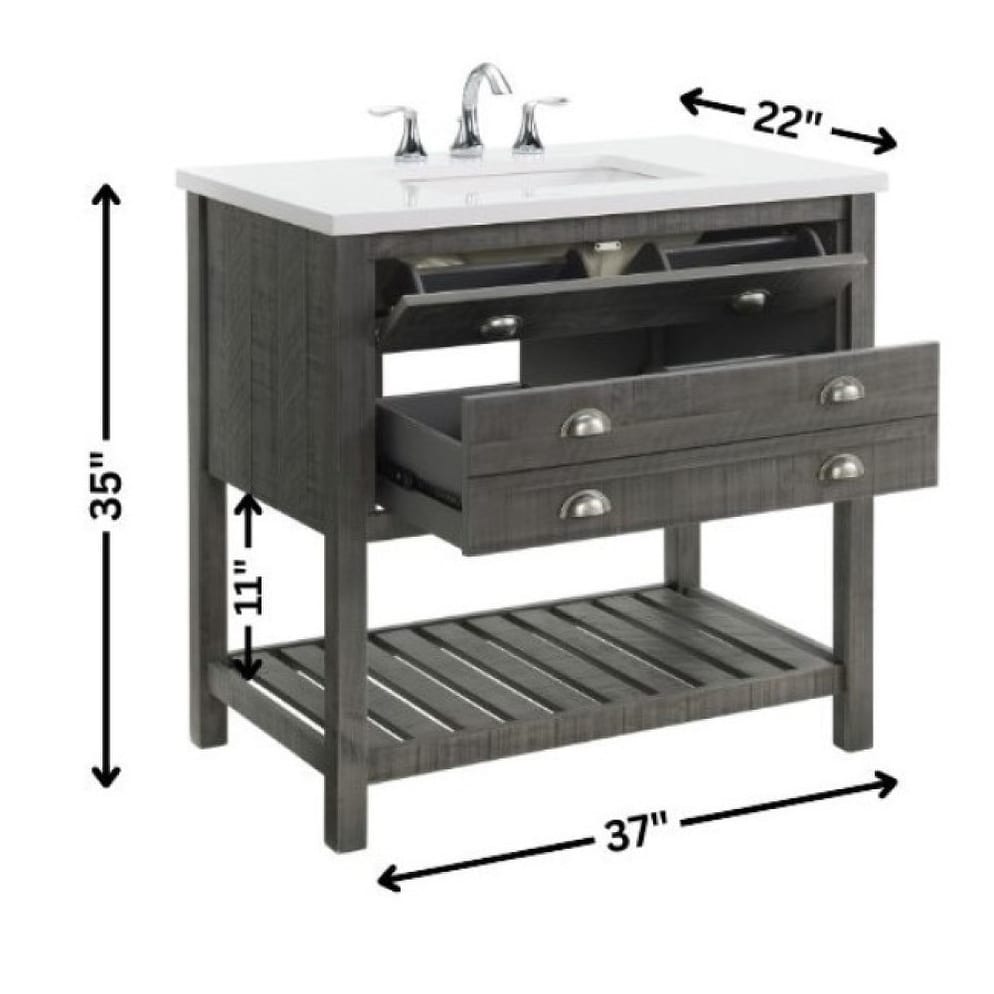 Meuble-lavabo de salle de bain simple Monterey 37, style farmhouse, avec plan de travail.