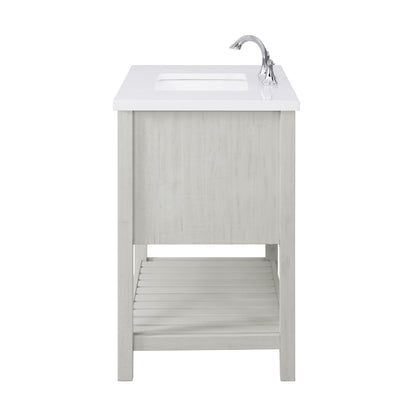 Meuble-lavabo de salle de bain simple Monterey 37, style farmhouse, avec plan de travail.