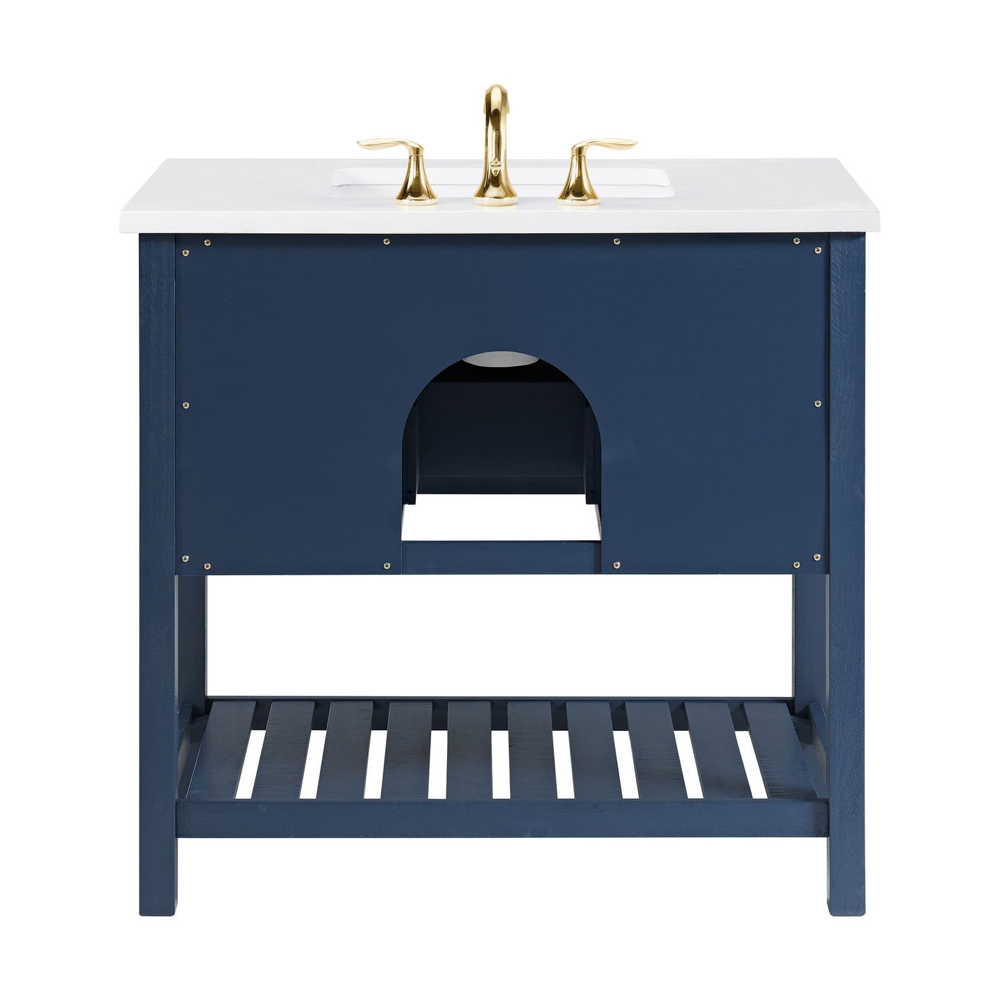 Meuble-lavabo de salle de bain simple Monterey 37, style farmhouse, avec plan de travail.