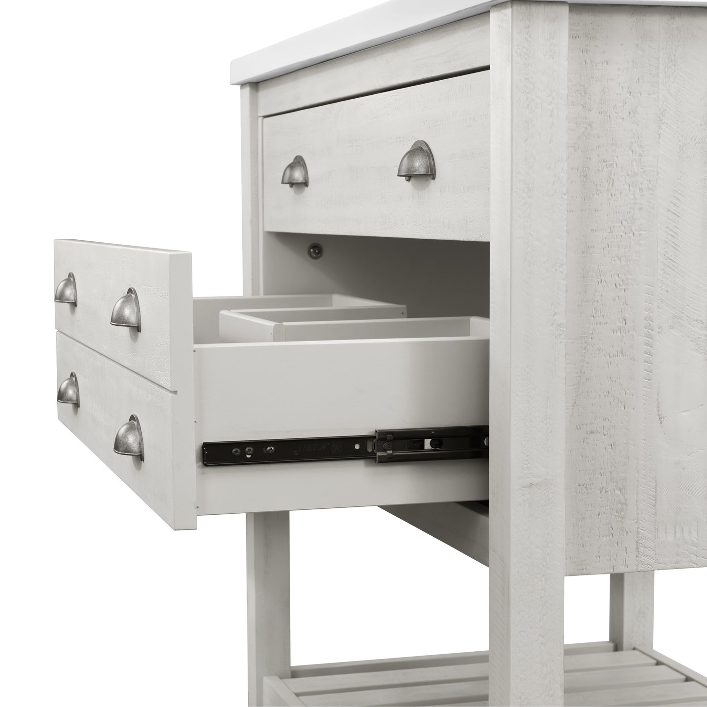 Meuble-lavabo de salle de bain simple Monterey 37, style farmhouse, avec plan de travail.