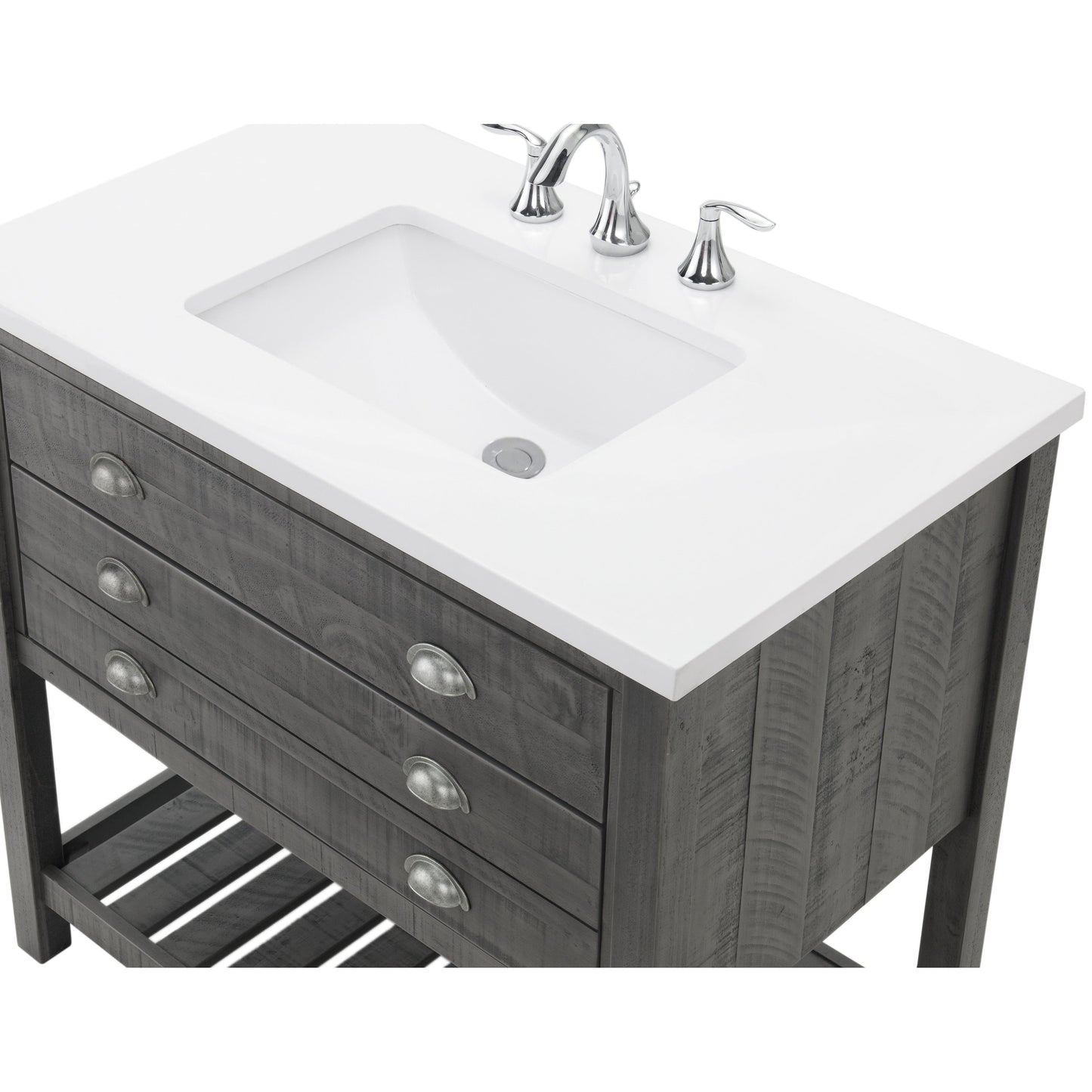 Meuble-lavabo de salle de bain simple Monterey 37, style farmhouse, avec plan de travail.