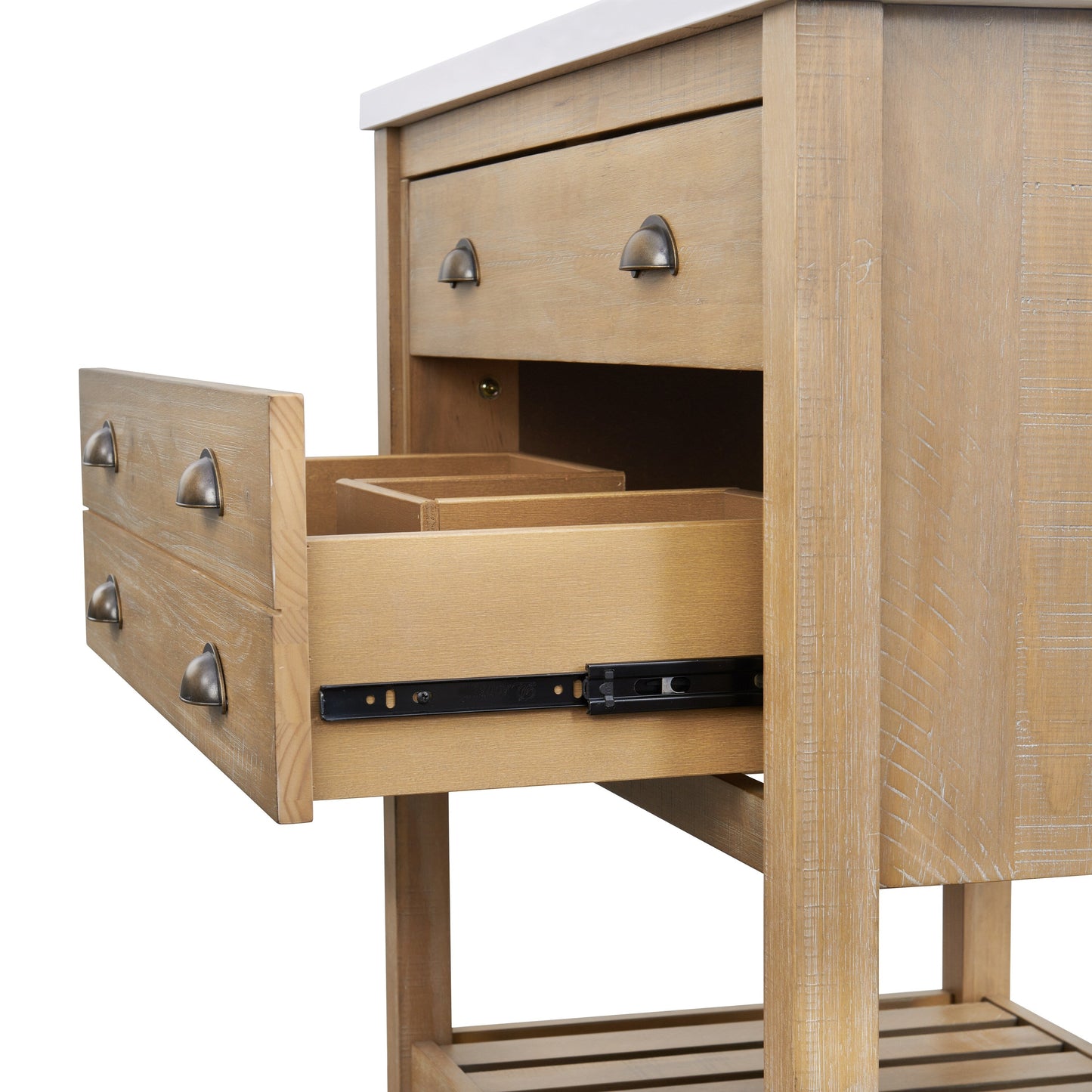 Meuble-lavabo de salle de bain simple Monterey 37, style farmhouse, avec plan de travail.