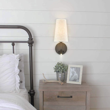 Ensemble de 2 appliques murales Morbihan, lampe murale en tissu avec port USB et interrupteur