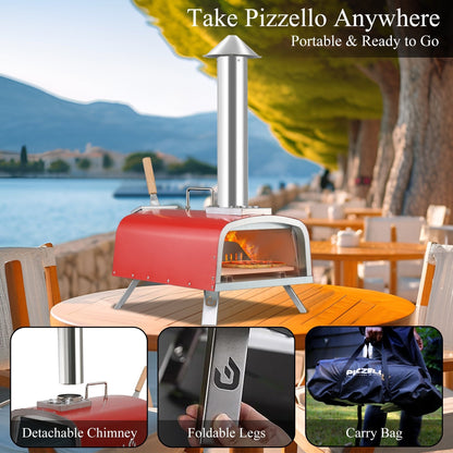 Four à pizza extérieur multi-combustible, cuiseur à pizza sur pierre avec brûleur à gaz et foyer à bois - 30 cm (12 pouces)