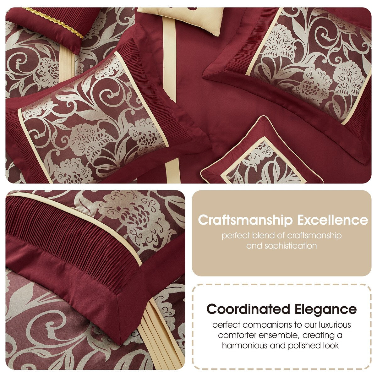 Ensemble de Couette à Motifs Floraux en Jacquard Nanshing Brie, 9 Pièces