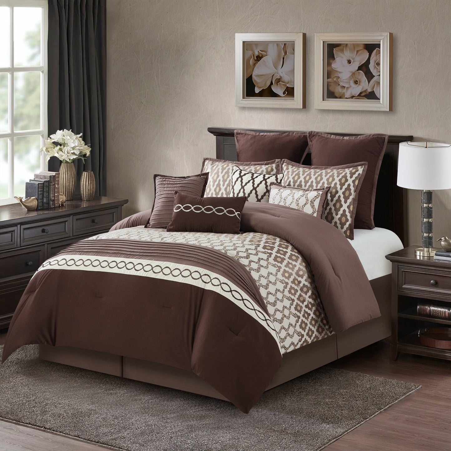 Nanshing Calvin Luxury10-Piece Geometric Comforter Set