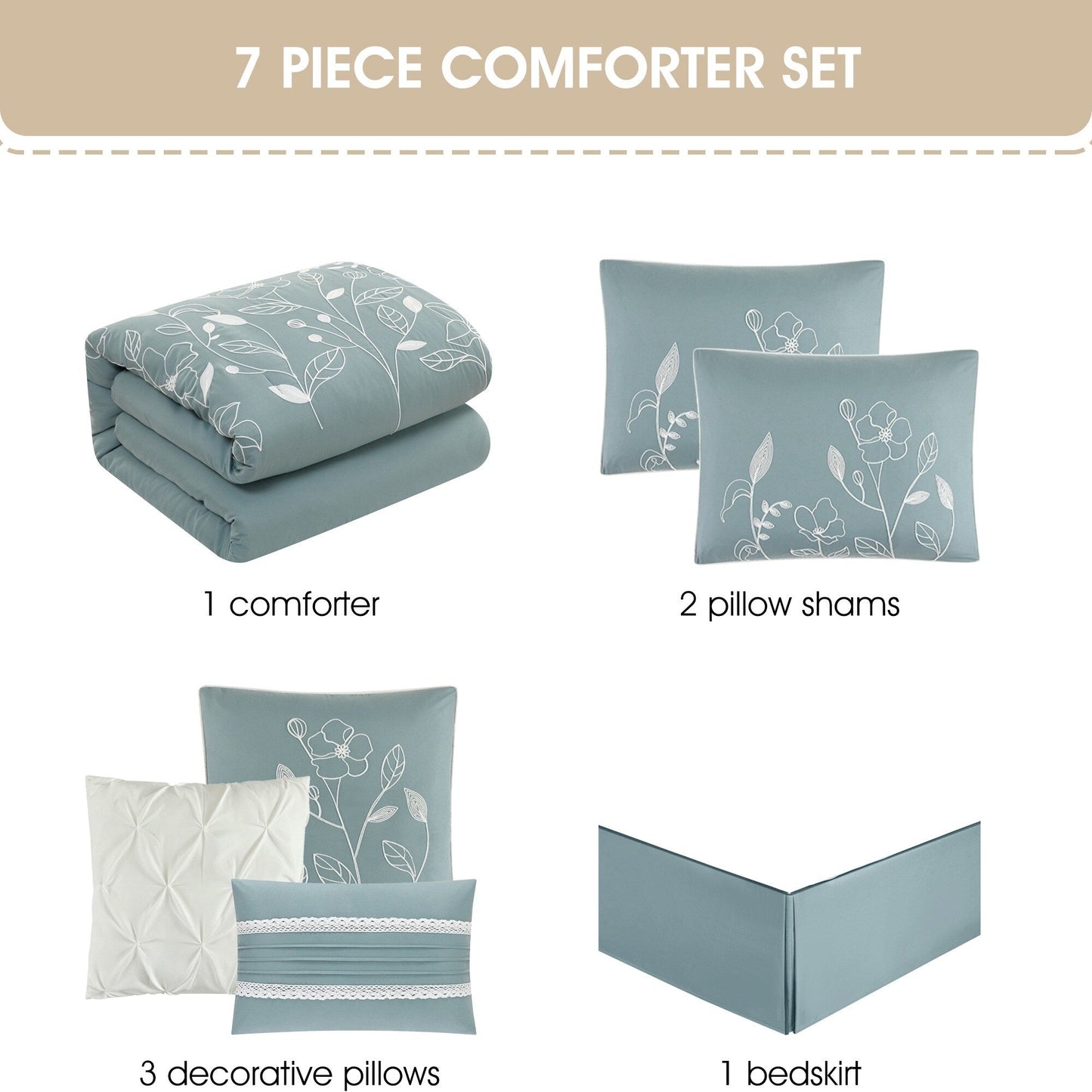 Ensemble de Couette à Motifs Floraux et Botaniques Nanshing Taylor 7 Pièces