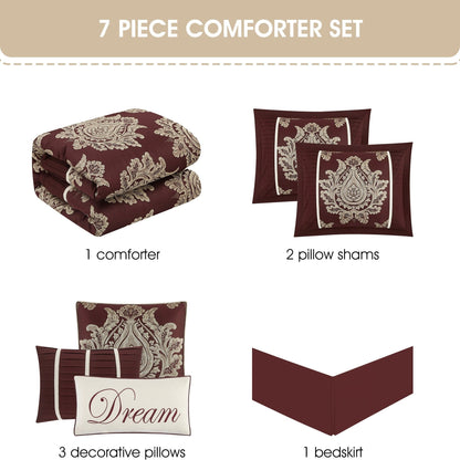 Ensemble de Couette Traditionnel Damassé 7 Pièces Nanshing Tiana