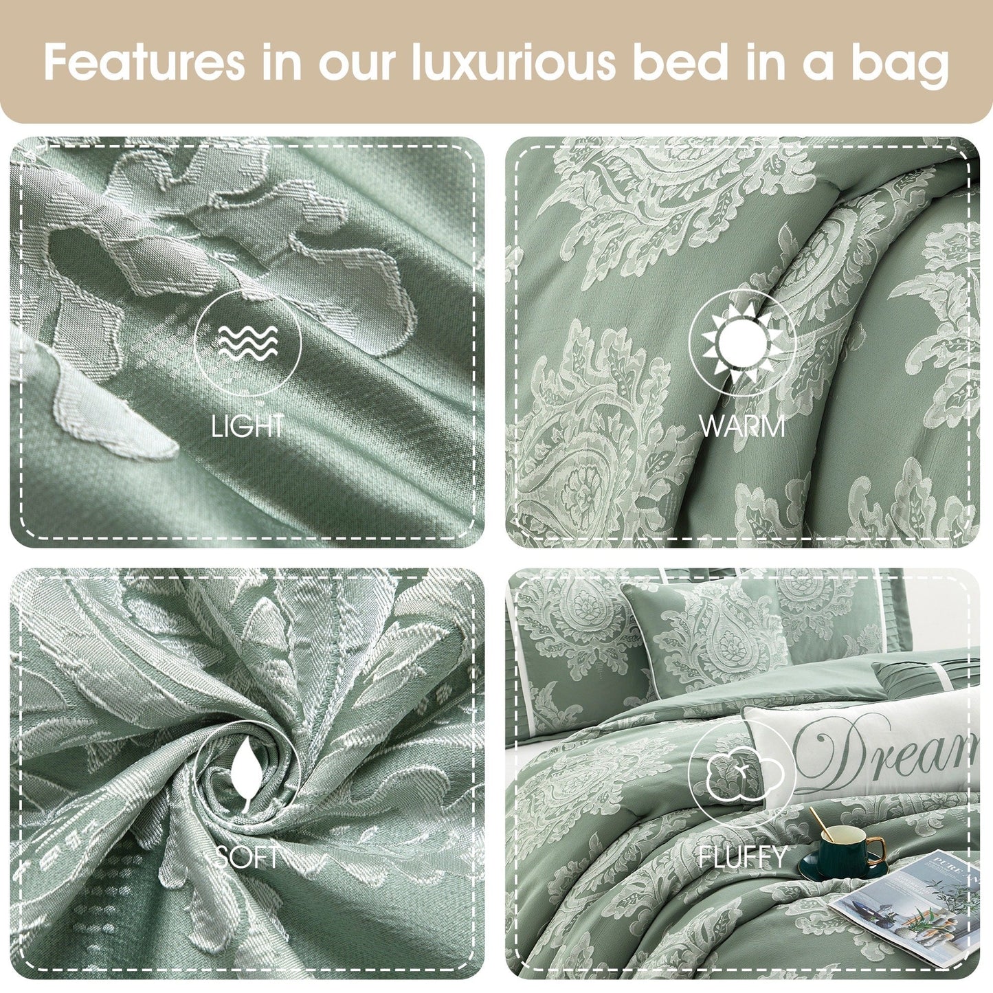 Ensemble de Couette Traditionnel Damassé 7 Pièces Nanshing Tiana