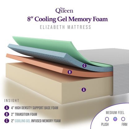 Matelas en mousse à mémoire de forme avec gel de refroidissement NapQueen Elizabeth 8