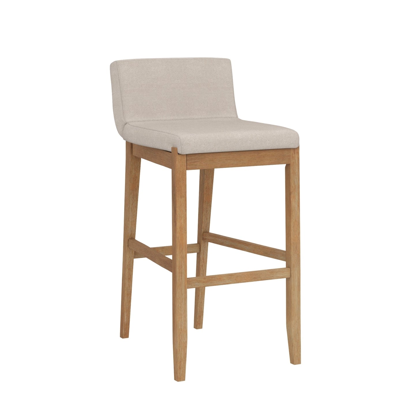 Tabouret de bar moderne Gracie, chaise rembourrée en bouclé et pieds en bois brossé
