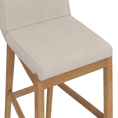 Tabouret de bar moderne Gracie, chaise rembourrée en bouclé et pieds en bois brossé