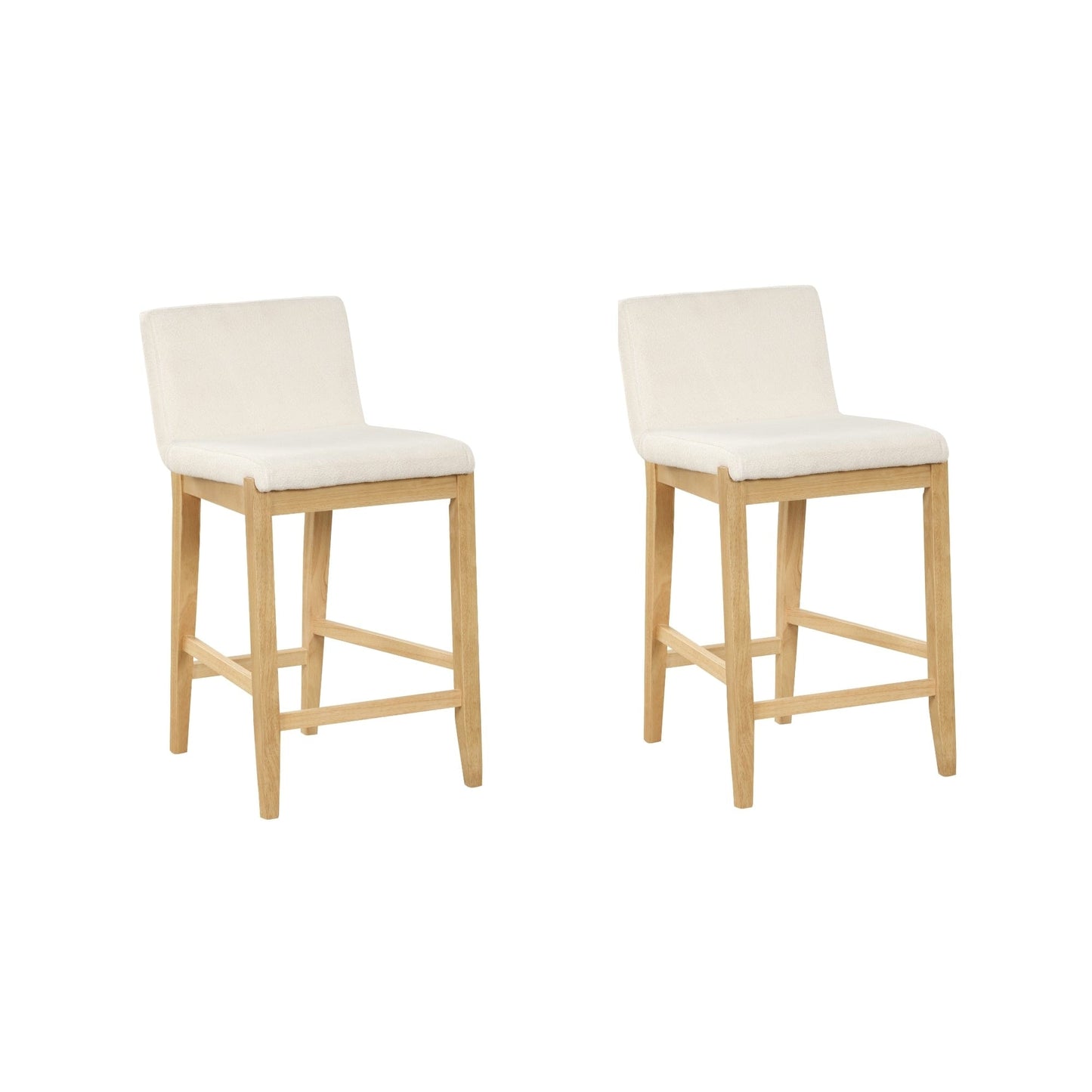 Tabouret de bar moderne Gracie, chaise rembourrée en bouclé et pieds en bois brossé