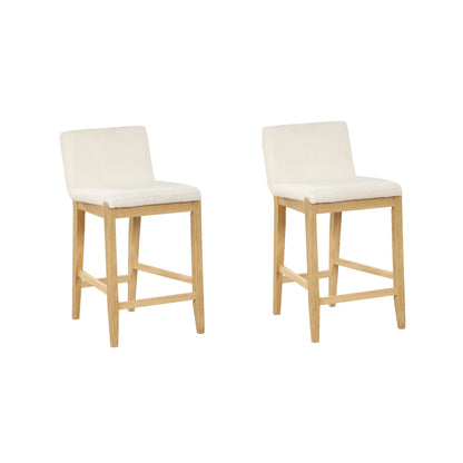 Tabouret de bar moderne Gracie, chaise rembourrée en bouclé et pieds en bois brossé