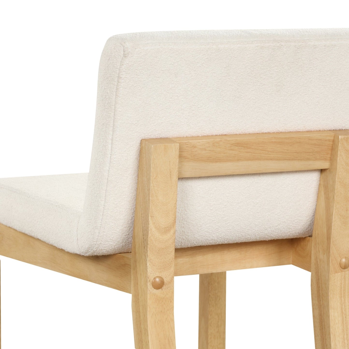 Tabouret de bar moderne Gracie, chaise rembourrée en bouclé et pieds en bois brossé