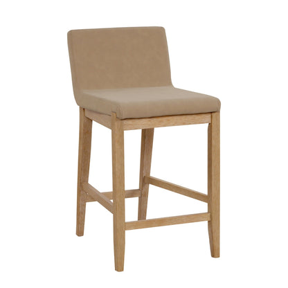 Tabouret de bar moderne Gracie, chaise rembourrée en bouclé et pieds en bois brossé