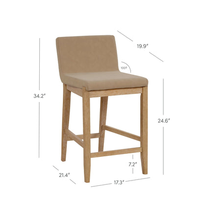 Tabouret de bar moderne Gracie, chaise rembourrée en bouclé et pieds en bois brossé