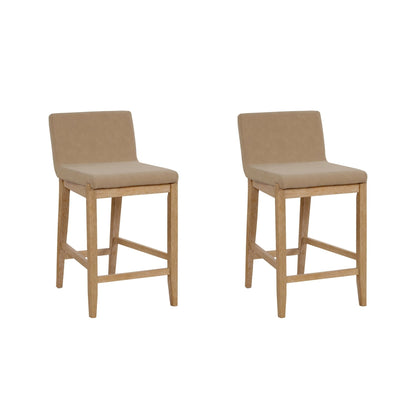 Tabouret de bar moderne Gracie, chaise rembourrée en bouclé et pieds en bois brossé