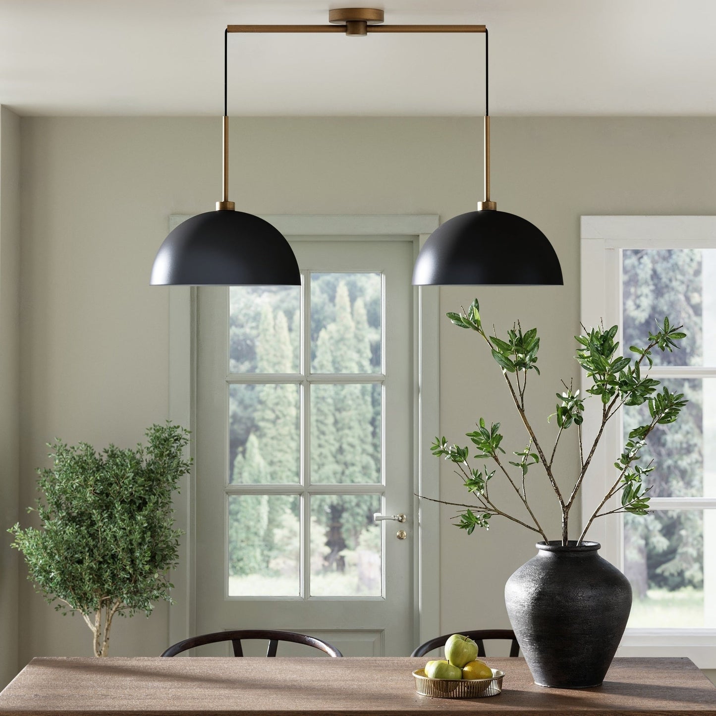 Nathan James Percy Modern 2-Light Pendant Island Light Fixture, Hanging Lights with Metal Shade and Adjustable Cord