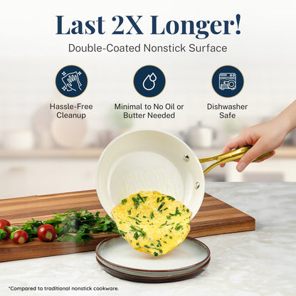 Gotham Steel Natural Collection, ensemble de 15 pièces comprenant casseroles et poêles, revêtement céramique antiadhésif haute performance, couleur marine.